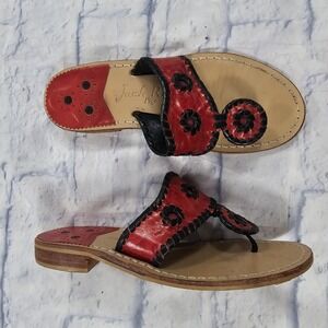 Jack Rogers Sandals WOMENS 6 Whipstitched Thong Hamptons Slides Navajo Red Black